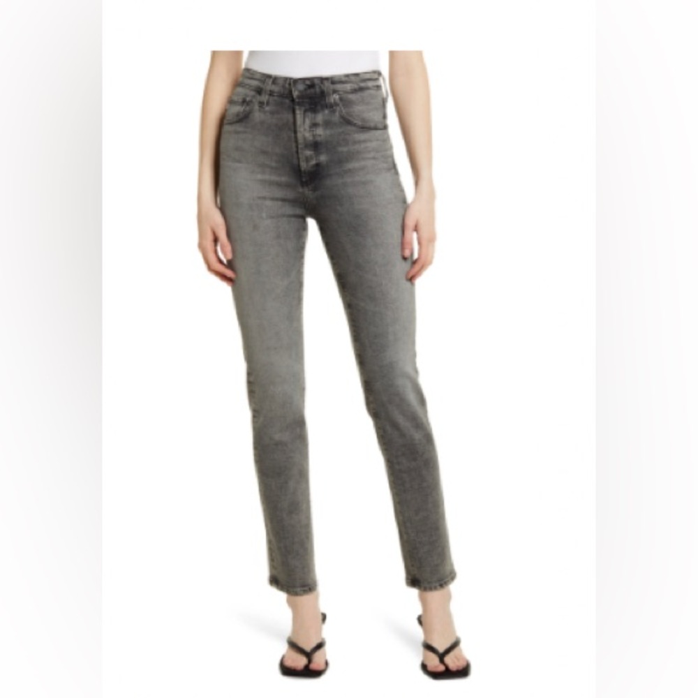 AG Denim Alexxis high waist slim straight jean in faded grey